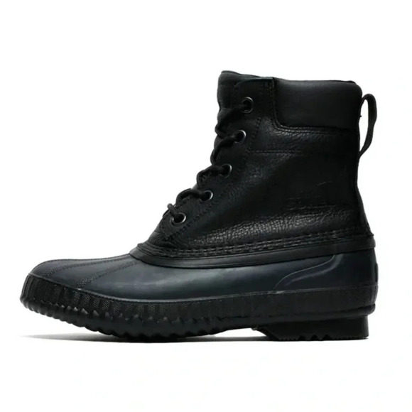 Sorel Cheyanne Black Leather Lace-up Waterproof Duck Boot Size 6.5 - Picture 1 of 12
